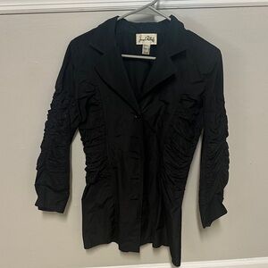 Joseph Ribkoff Black Ruched Sleeve Button Down Shirt